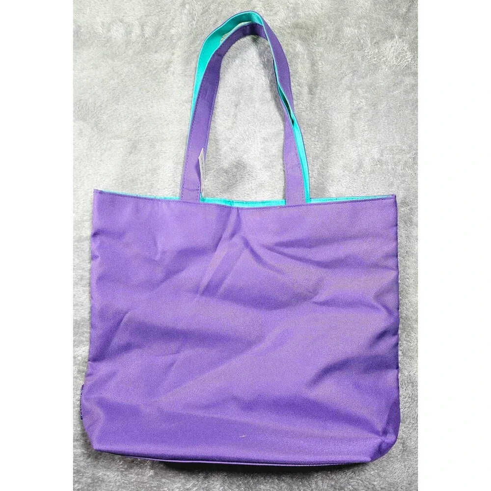 NWT Clinique Reversible Purple Teal Tote Bag Sz 13'x15'